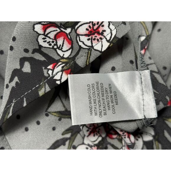 Daniel Rainn Blouse Womens 1X Gray Floral Polka Dot 3/4 Sleeve Henley Top - Picture 4 of 7